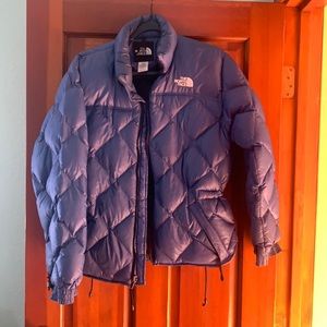 Blue North Face puffer jacket